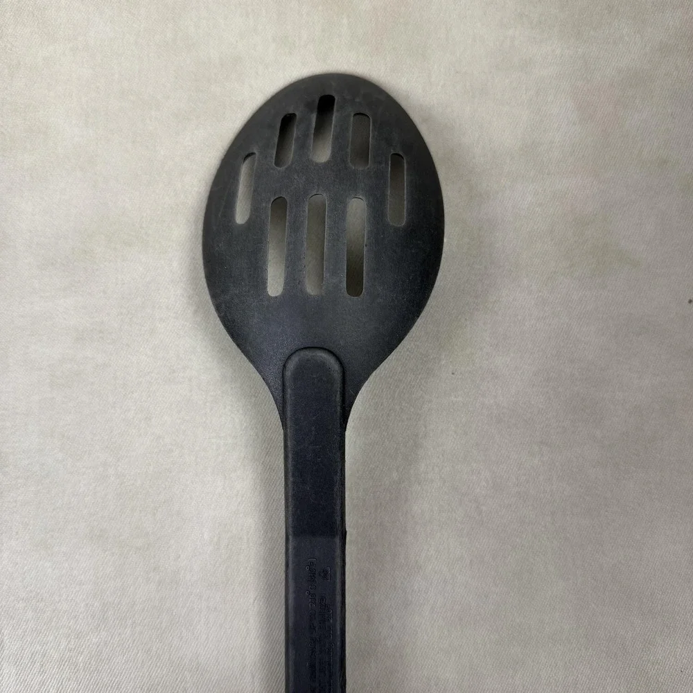 Nylon Slotted Spoon Wood Handle‎ Heat Resistant 210C 410F Kitchen Tool Black
